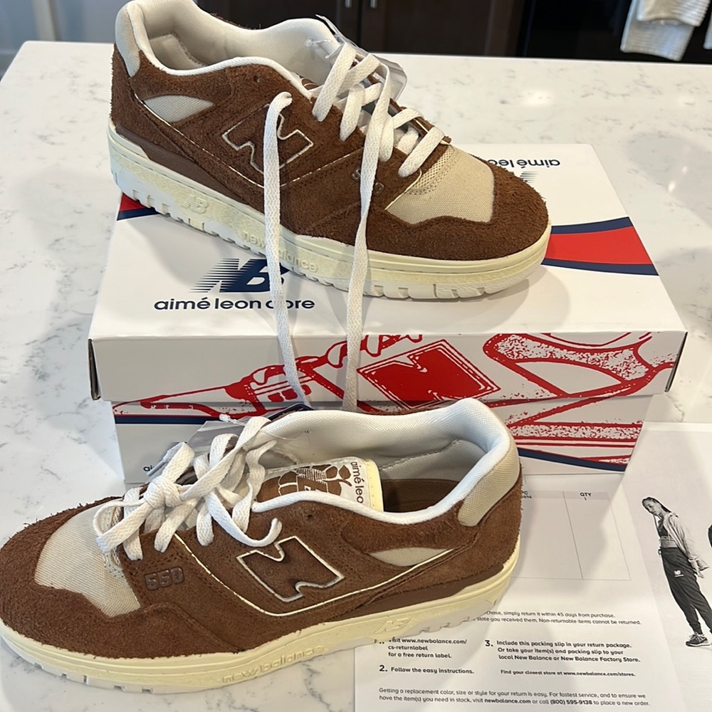 New Balance Aimé Leon Dore Brown and Cream 550 Sneakers